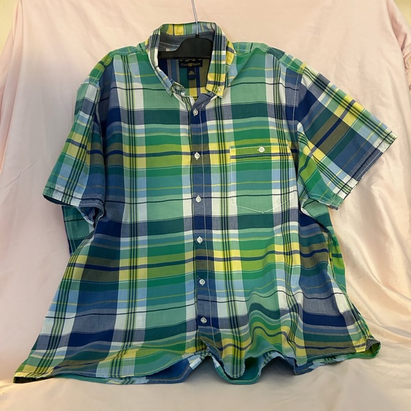 Clubroom men’s plaid shirt, X- large, green blue and white 100% cotton - Picture 5 of 9